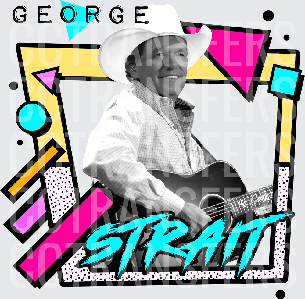 George Strait Black & White Retro 80s Graphic (DTF)