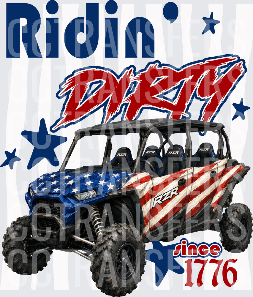 Ridin' Dirty Since 1776 American Flag UTV Side-by-Side (DTF)