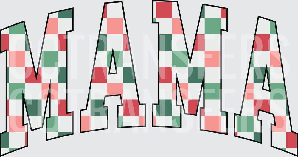 Mama Arched Christmas Checker Letter Design (DTF)