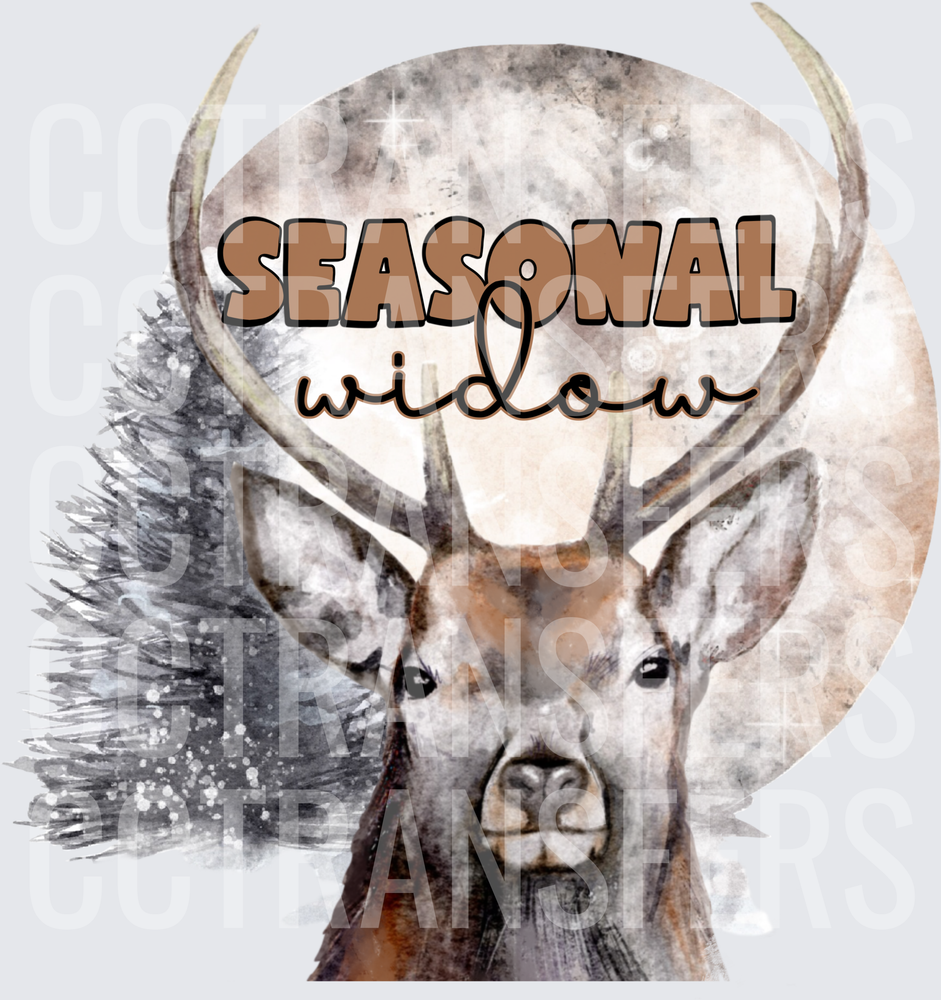 Seasonal Widow Buck with Winter Moon and Pine Trees (DTF)