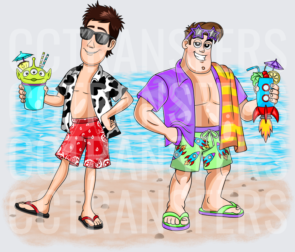 Cartoon Cowboys Beach Buddies Summer Tropical Drinks (DTF)