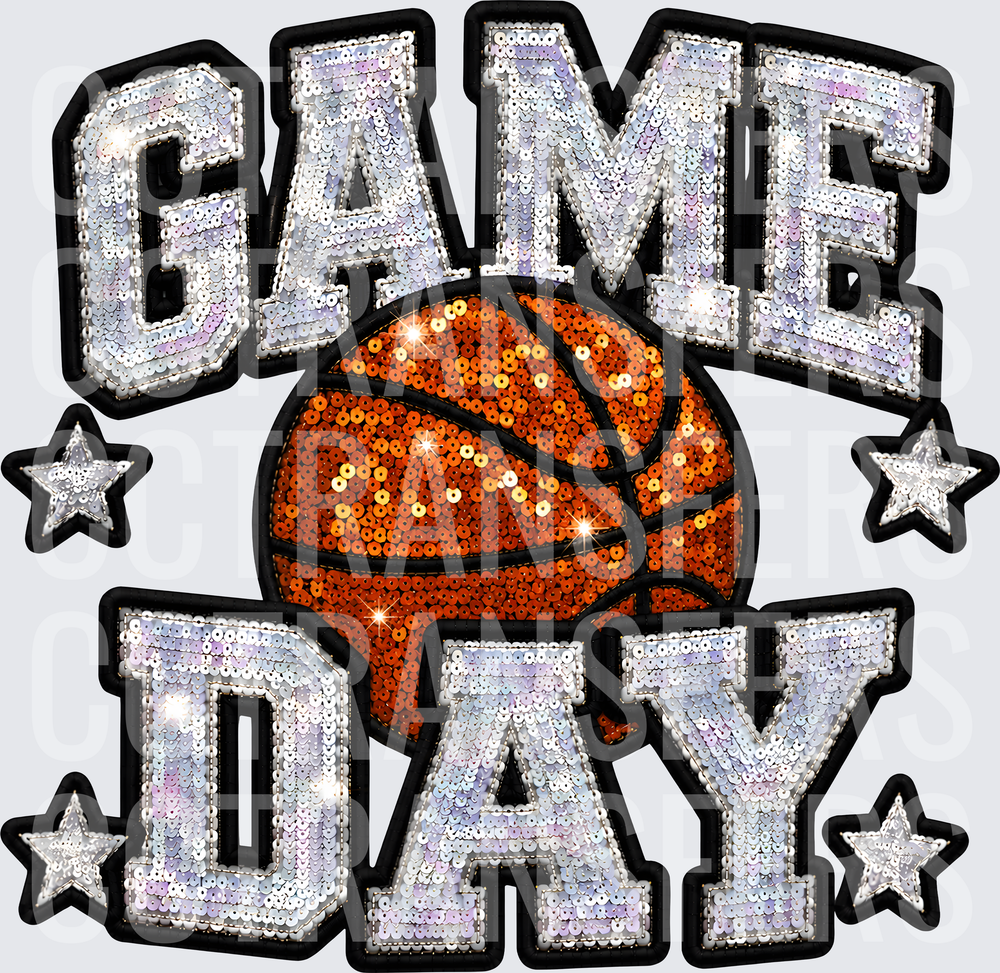 Sequin Game Day Basketball Stars Varsity Patch Design (DTF)