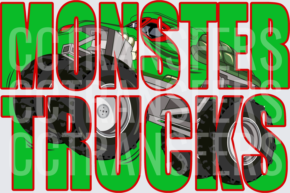 Monster Trucks Green Ninja Turtle Character Design (DTF)
