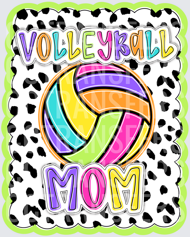 Volleyball Mom Rainbow Ball Dalmatian Print (DTF)