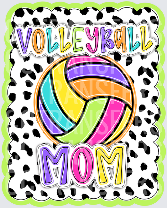 Volleyball Mom Rainbow Ball Dalmatian Print (DTF)
