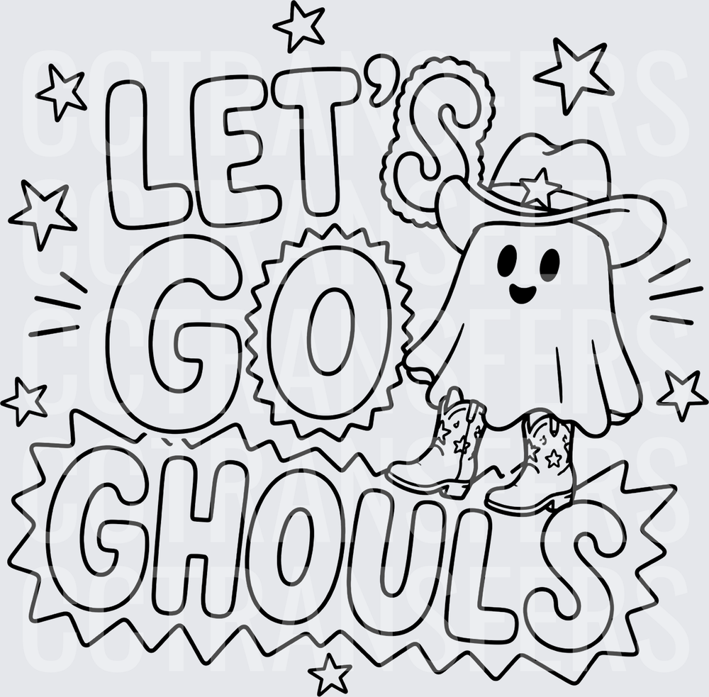 Let's Go Ghouls Cowboy Ghost with Boots Halloween (DTF)