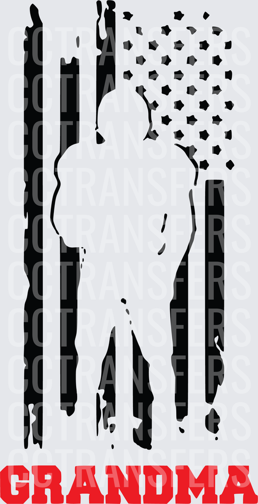 Grandma Distressed American Flag Military Soldier Silhouette (DTF)