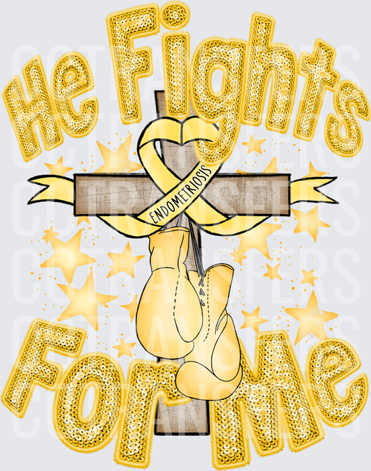 He Fights For Me Endometriosis Cross Boxing Gloves (DTF)