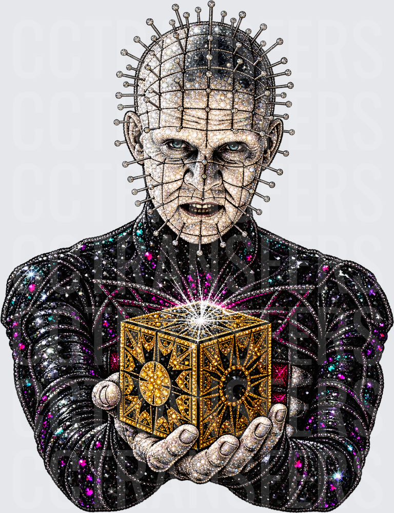 Glitter Pin-Head Cenobite Holding Puzzle Box (DTF)