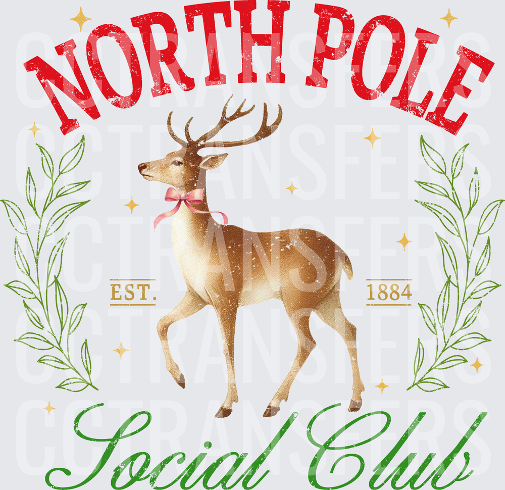 North Pole Social Club Est. 1884 Reindeer (DTF)