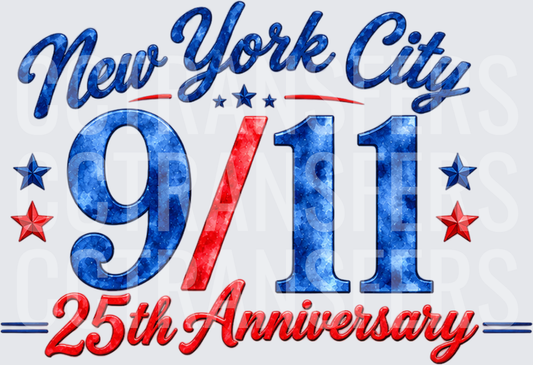 New York City 9/11 25th Anniversary Red White Blue Stars (DTF)