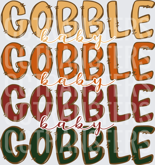 Gobble Baby Gobble Thanksgiving Stacked Text (DTF)