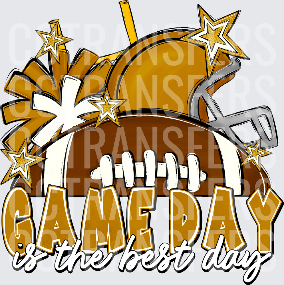 Game Day Is The Best Day Football Helmet Pom Pom Stars (DTF)