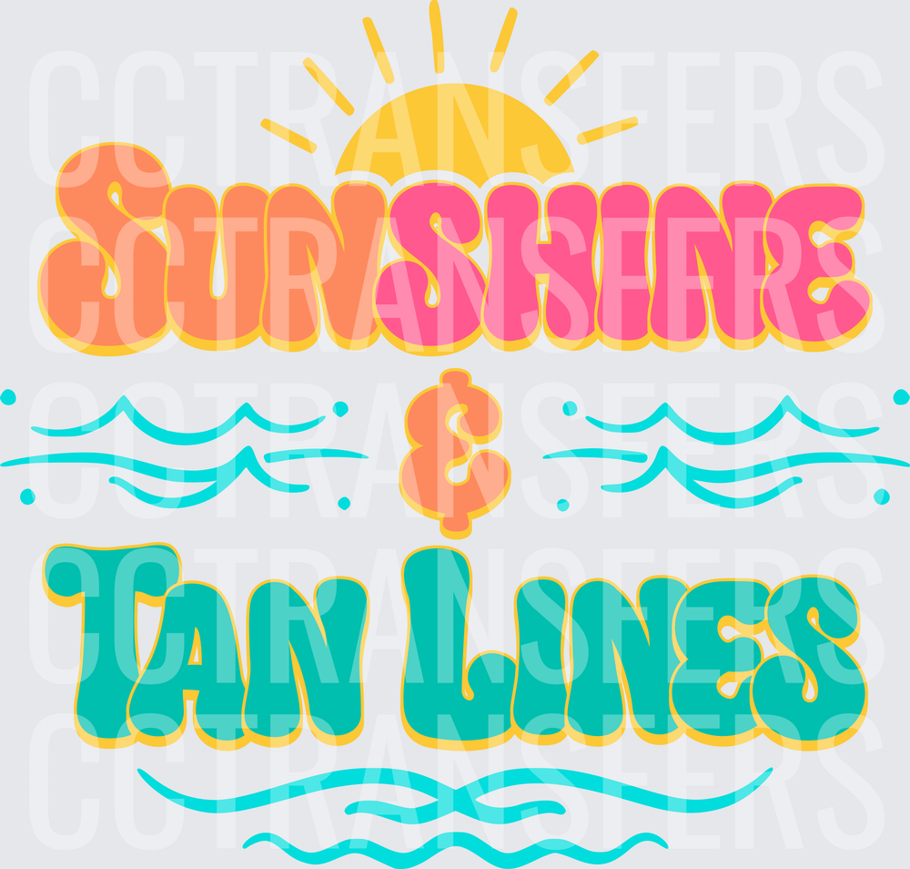 Sunshine & Tan Lines Retro Summer Beach Waves (DTF)