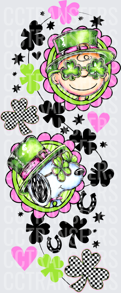 St. Patrick's Day Boy and Puppy Shamrock Hat Duo (DTF)