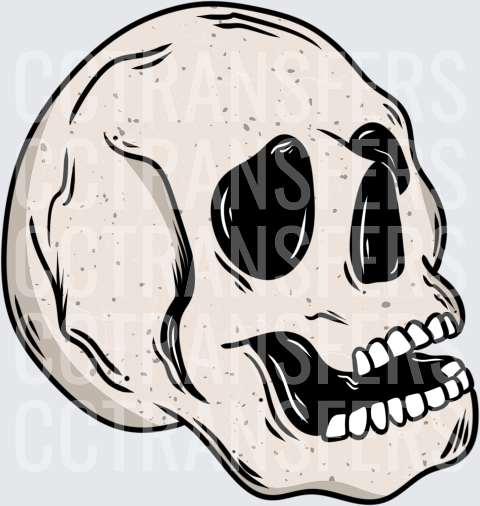 Side Profile Grinning Skull Illustration (DTF)