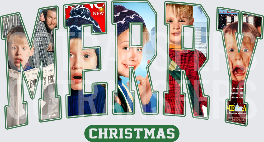 Merry Christmas Holiday Movie Kid Letters Collage (DTF)