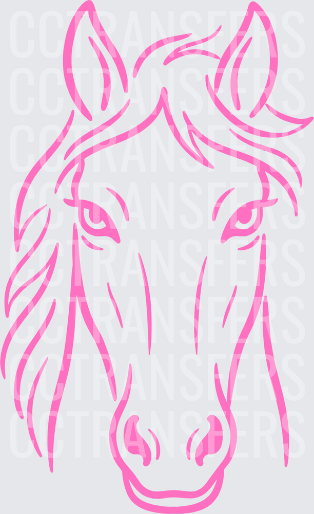 Pink Line Art Horse Head Portrait (DTF)