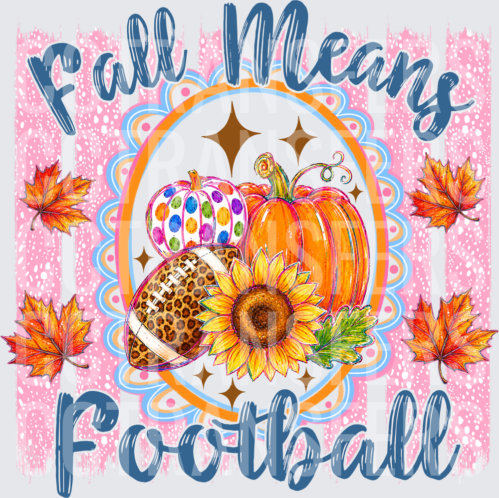 Fall Means Football Pumpkins Sunflower Leopard Ball (DTF)