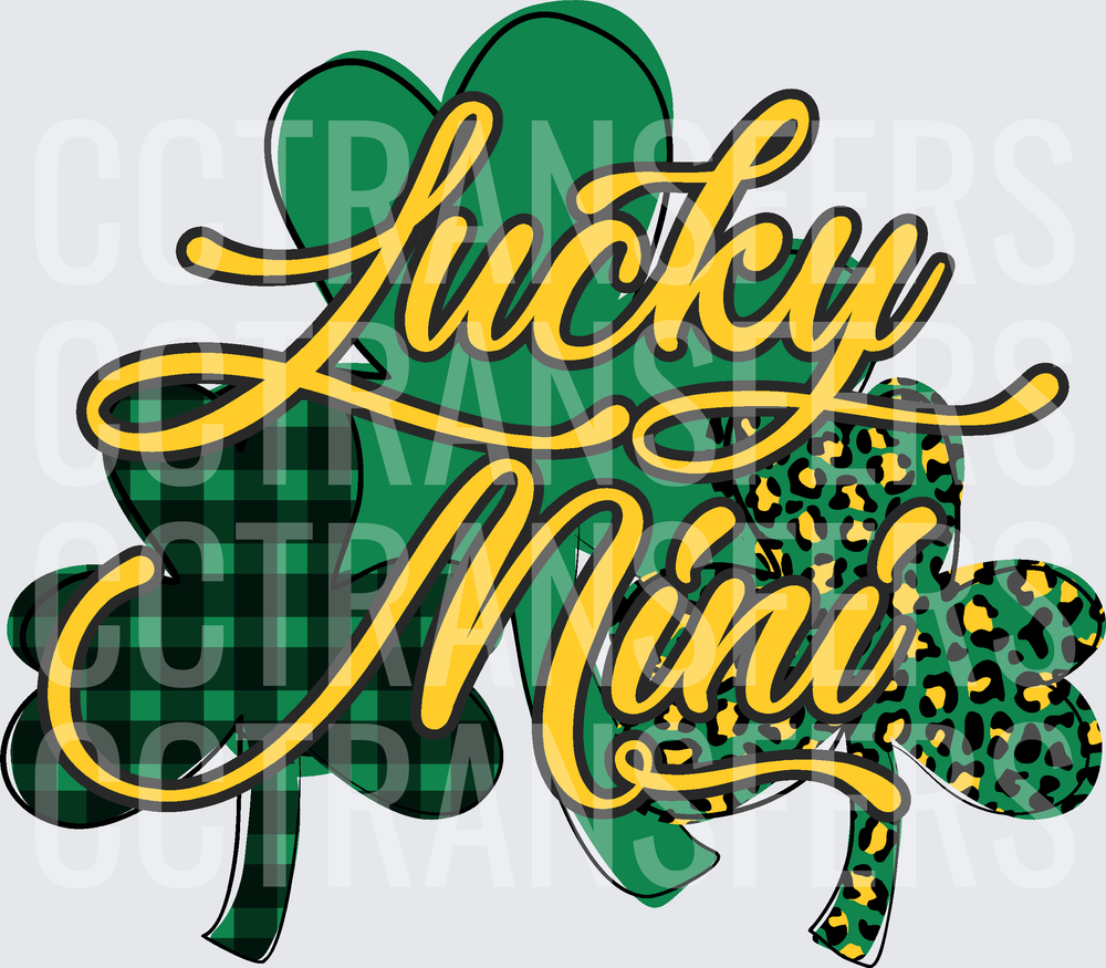 Lucky Mini Triple Shamrock Buffalo Plaid Leopard (DTF)