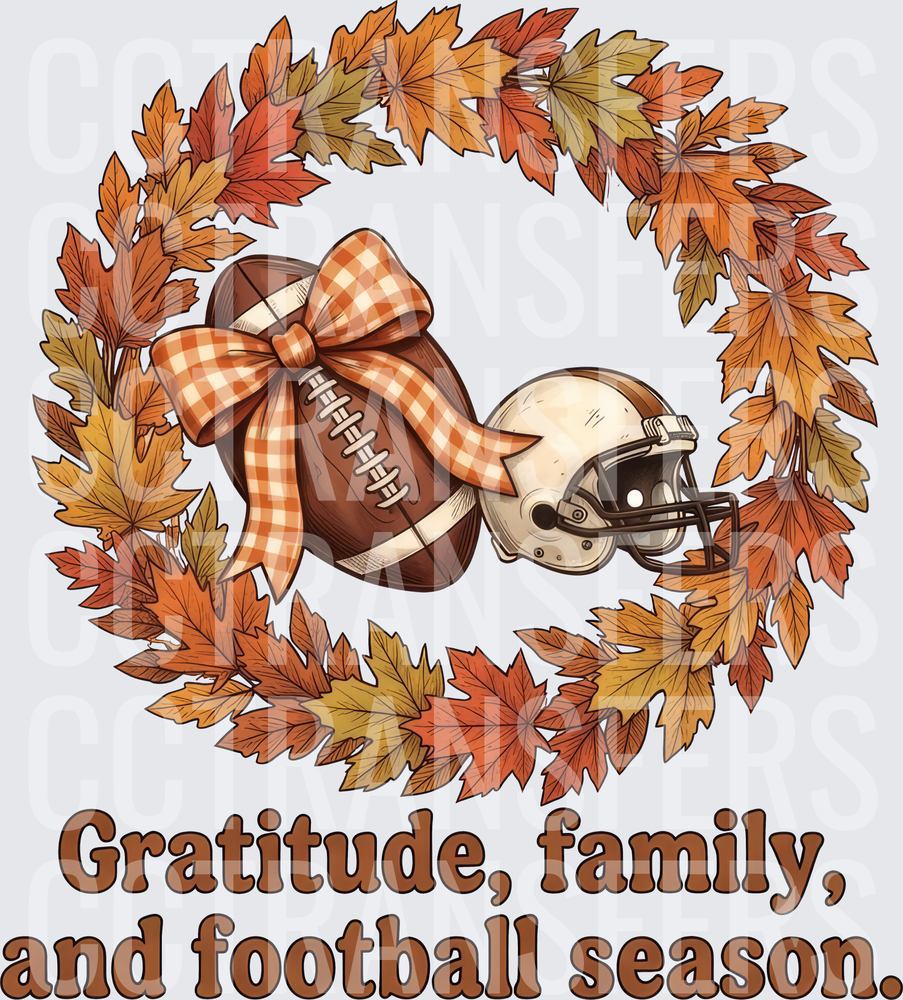 Gratitude Family and Football Season Fall Wreath (DTF)