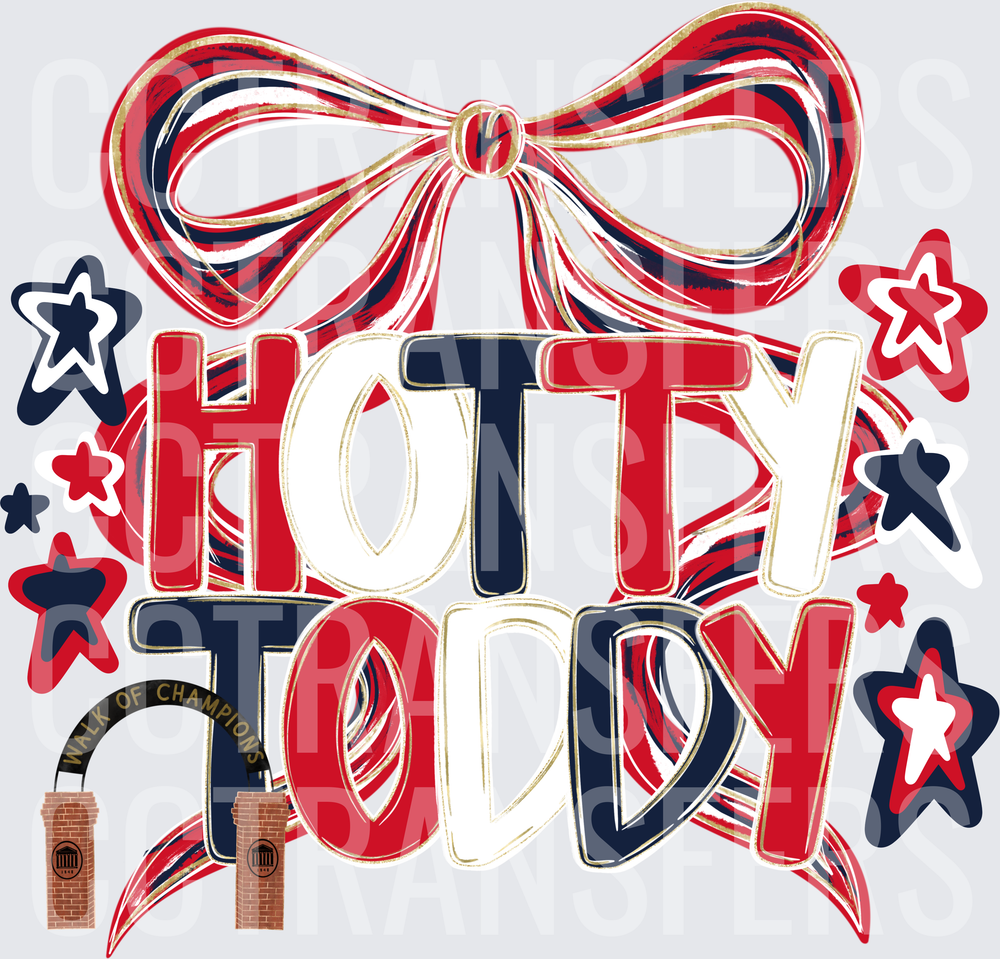 Hotty Toddy Red Navy Bow Stars Walk of Champions (DTF)