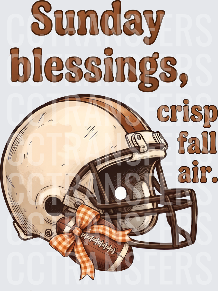 Sunday Blessings Crisp Fall Air Football Helmet Bow (DTF)