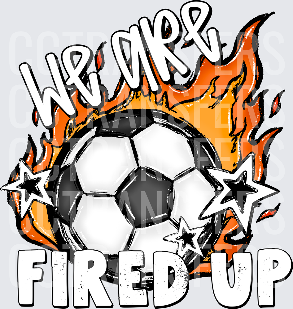 Fired Up Flaming Soccer Ball Stars Design (DTF)