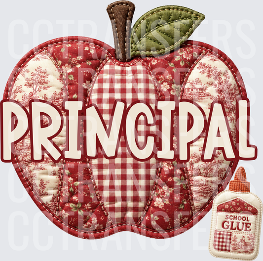 Quilted Patchwork Apple Principal School Glue (DTF)
