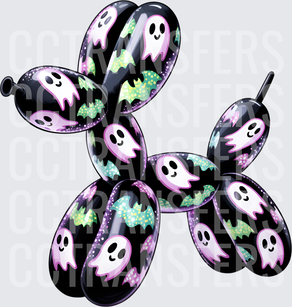 Halloween Balloon Animal Dog Ghosts and Bats Pattern (DTF)