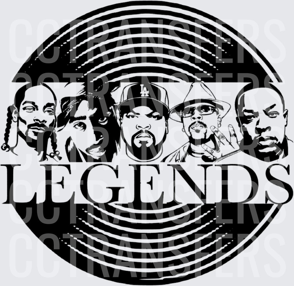 Black & White Hip Hop Legends Vinyl Record Portrait (DTF)