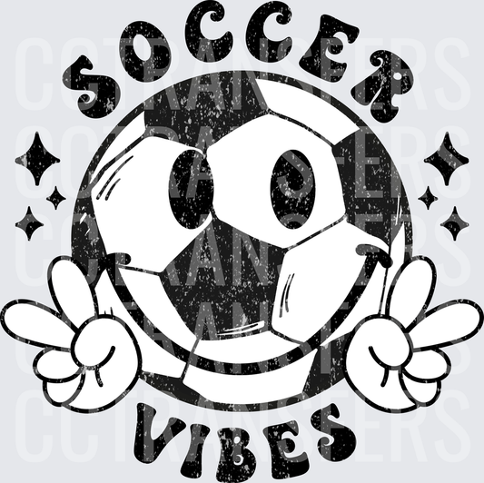 Soccer Vibes Retro Smiley Ball with Daisy Hands (DTF)