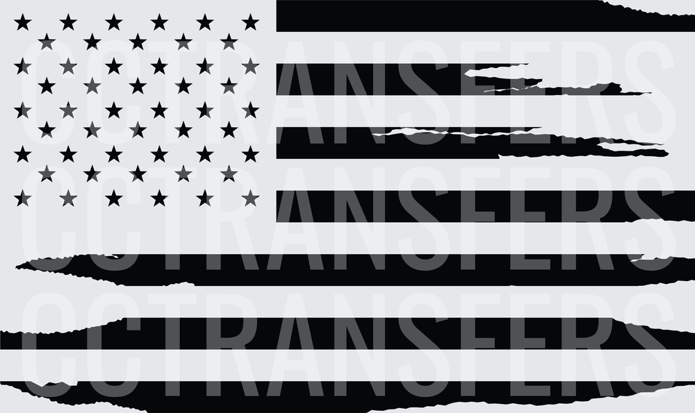 Black and White Distressed American Flag (DTF)