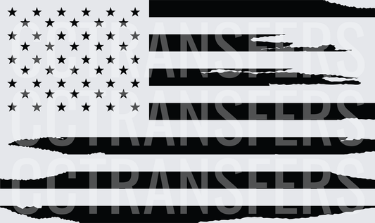 Black and White Distressed American Flag (DTF)