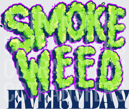 Smoke Weed Everyday Green Bubbly Cloud Lettering (DTF)