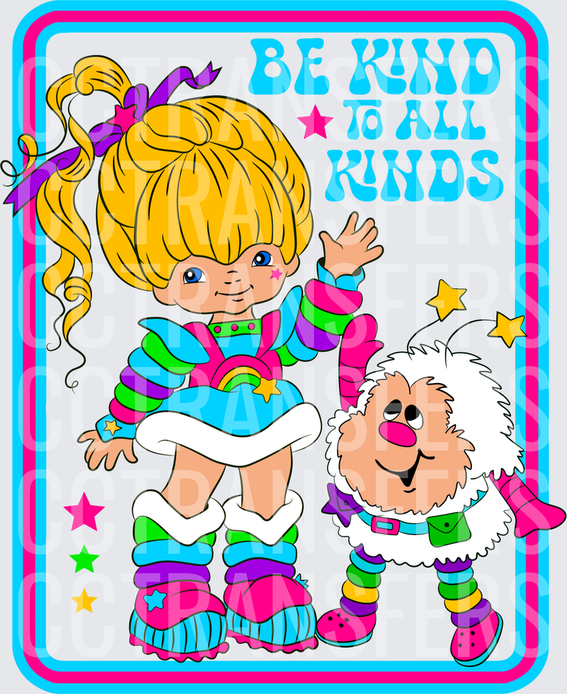 Be Kind To All Kinds Retro Girl & Fluffy Dog (DTF)