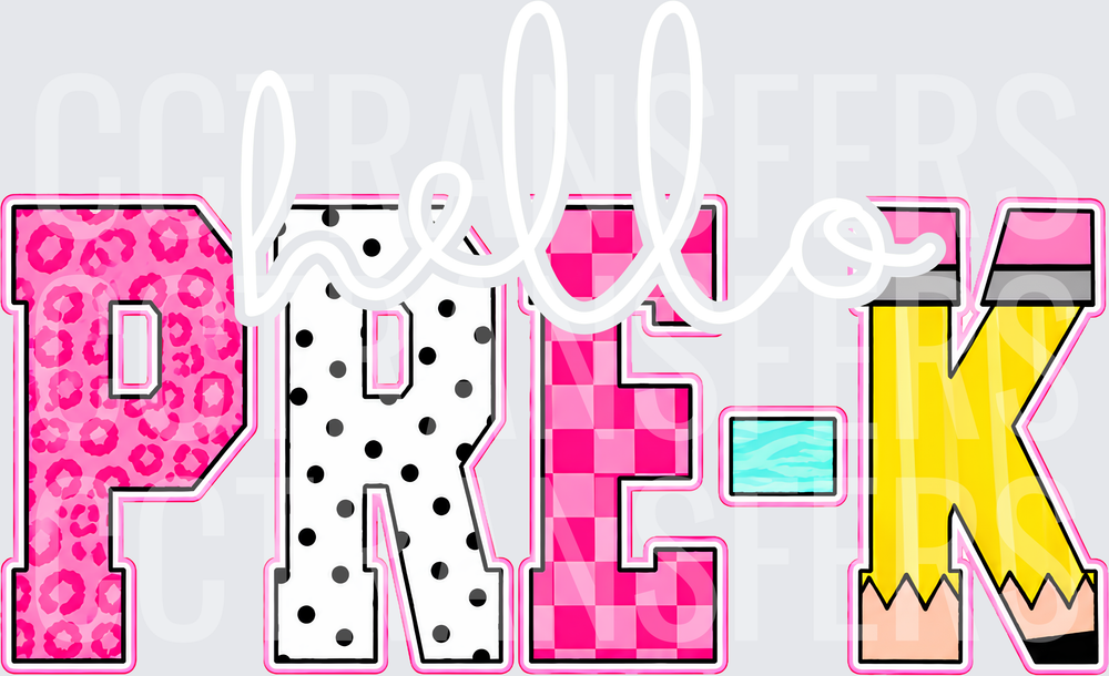 PRE-K Bold Patterned Letters Pencil School Design (DTF)