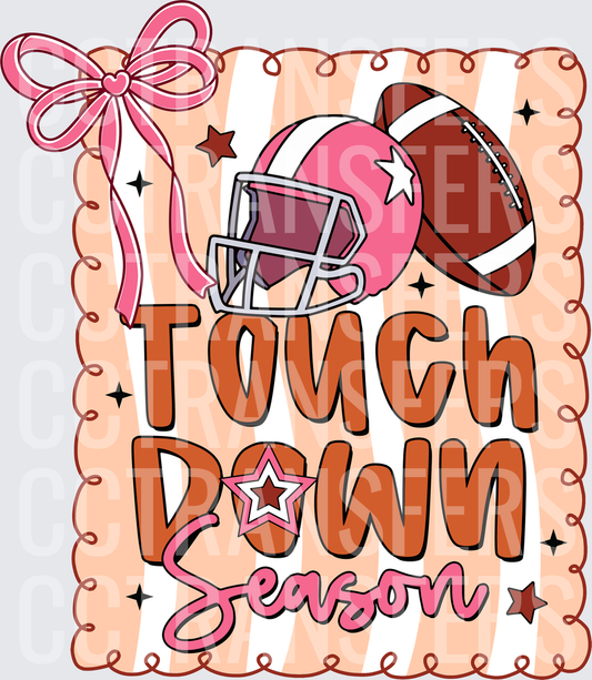 Touchdown Season Pink Bow Football Helmet Girly (DTF)