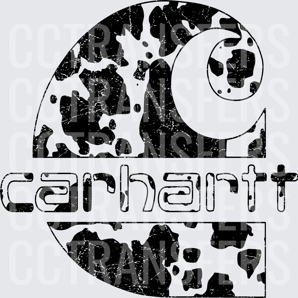 Distressed Cow Print C Logo Workwear Brand Design (DTF)