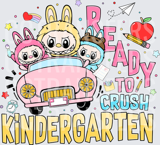 Ready To Crush Kindergarten Bunny Kids Pink Car (DTF)