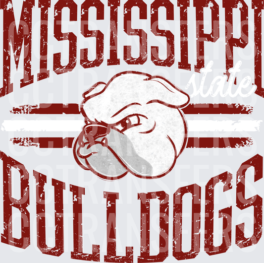 Mississippi Bulldogs Grunge Bulldog Mascot (DTF)