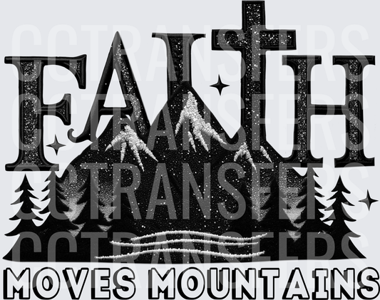 Faith Moves Mountains Cross Scenic Night Sky Design (DTF)