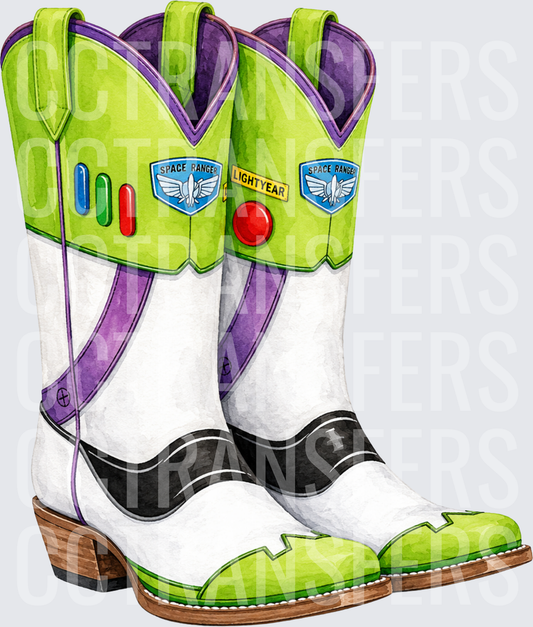 Space Ranger Lightyear Cowboy Boots Watercolor (DTF)