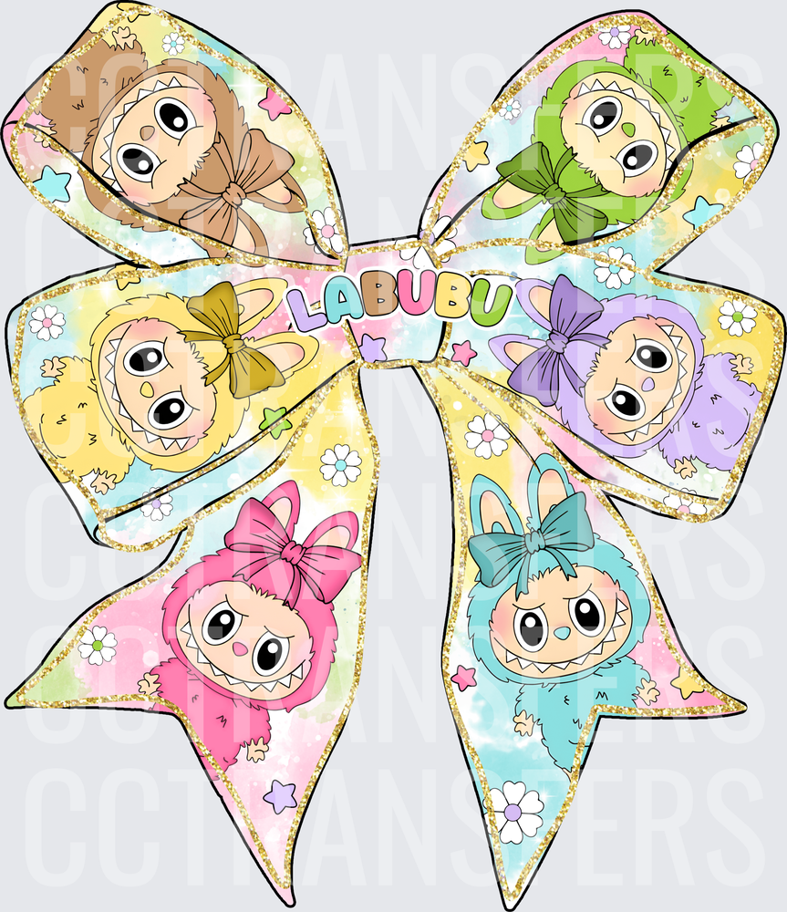 Labubu Colorful Monster Bow Collage Pastel Glitter (DTF)