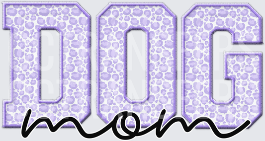 Purple Leopard Print Dog Mom Varsity Letter (DTF)