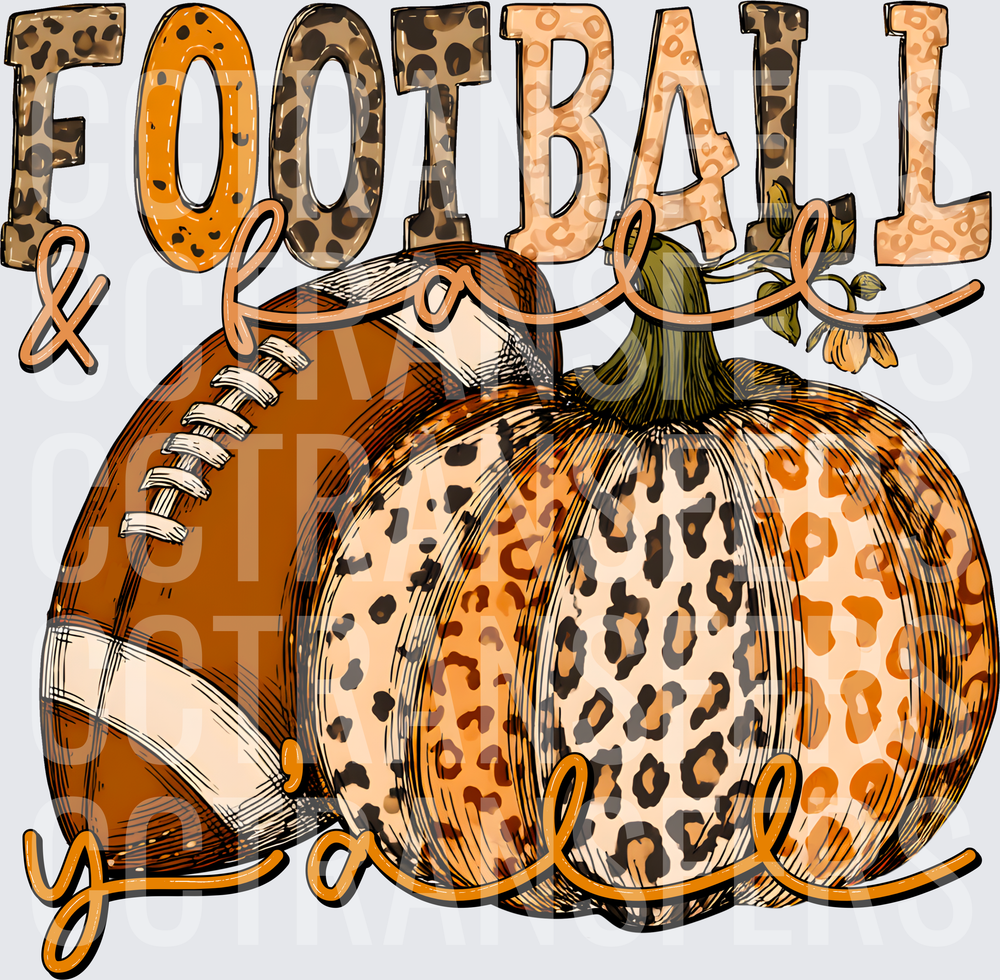 Football Y'all Leopard Print Pumpkins Fall (DTF)