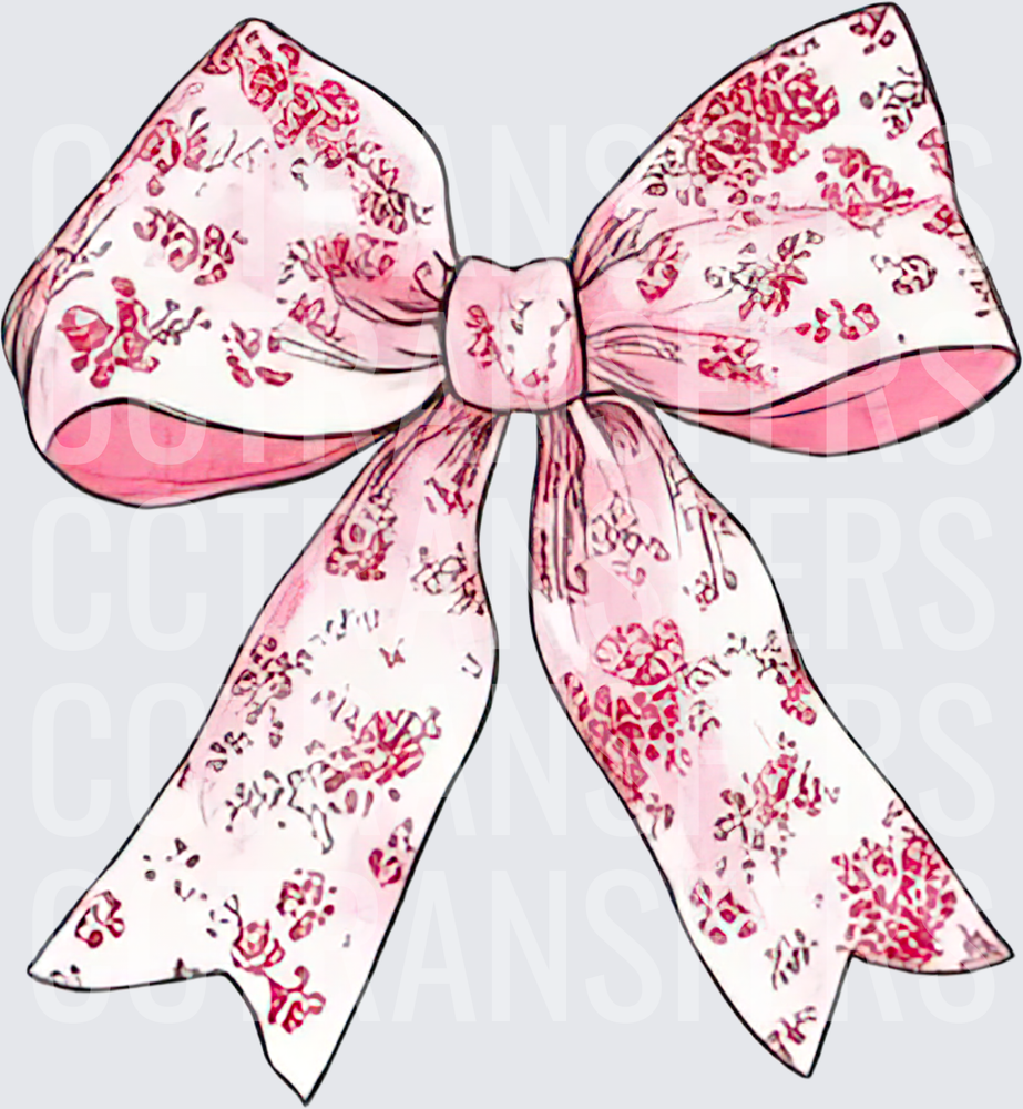 Pink Floral Watercolor Ribbon Bow (DTF)