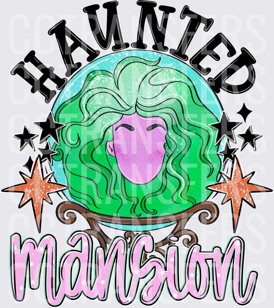 Haunted Mansion Crystal Ball Ghost Face Stars (DTF)