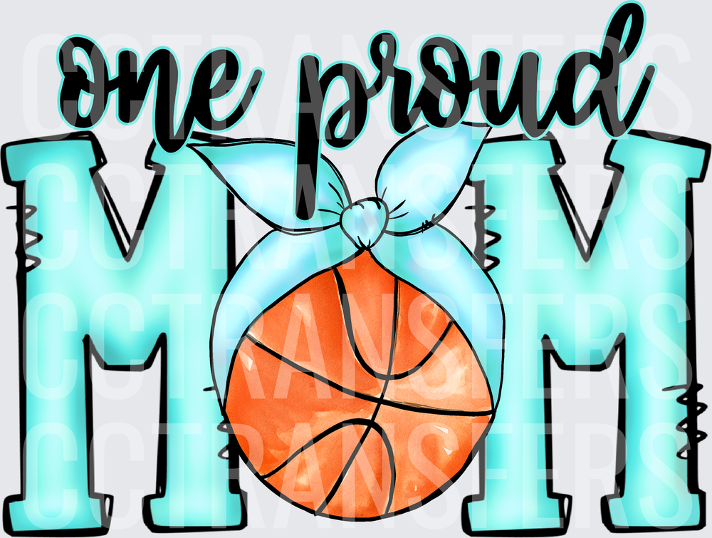 One Proud Basketball Mom with Bow (DTF)