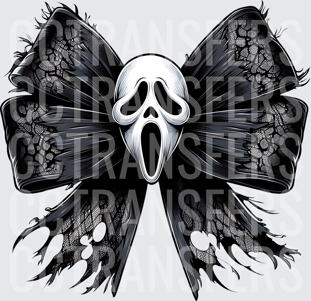 Ghostface Horror Mask Black Lace Bow (DTF)